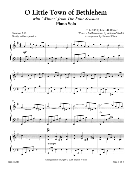 The Four Seasons Hymn Medleys: O Little Town of Bethlehem (arr. Sharon Wilson)