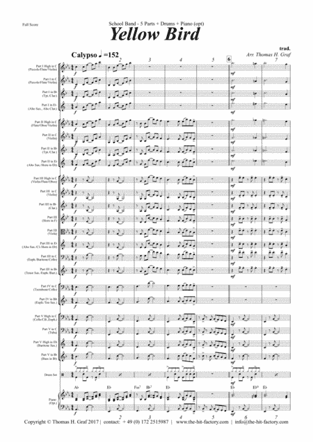 Yellow Bird - Haitian Folk Song - Calypso - School Band (arr. Thomas H. Graf)