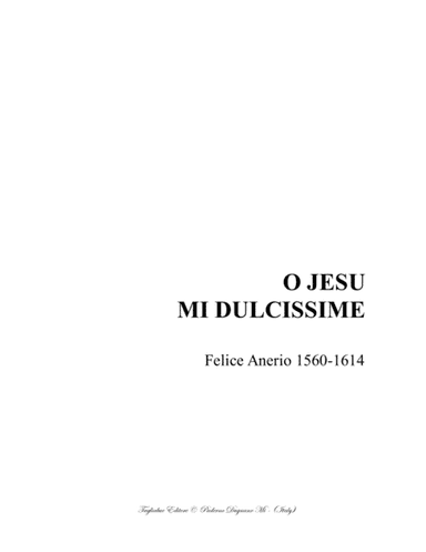 O JESU MI DULCISSIME - Anerio - for STBar Choir (arr. Renato Tagliabue)