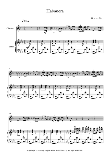 Habanera - Georges Bizet (Clarinet + Piano) (arr. Digital Book Music)
