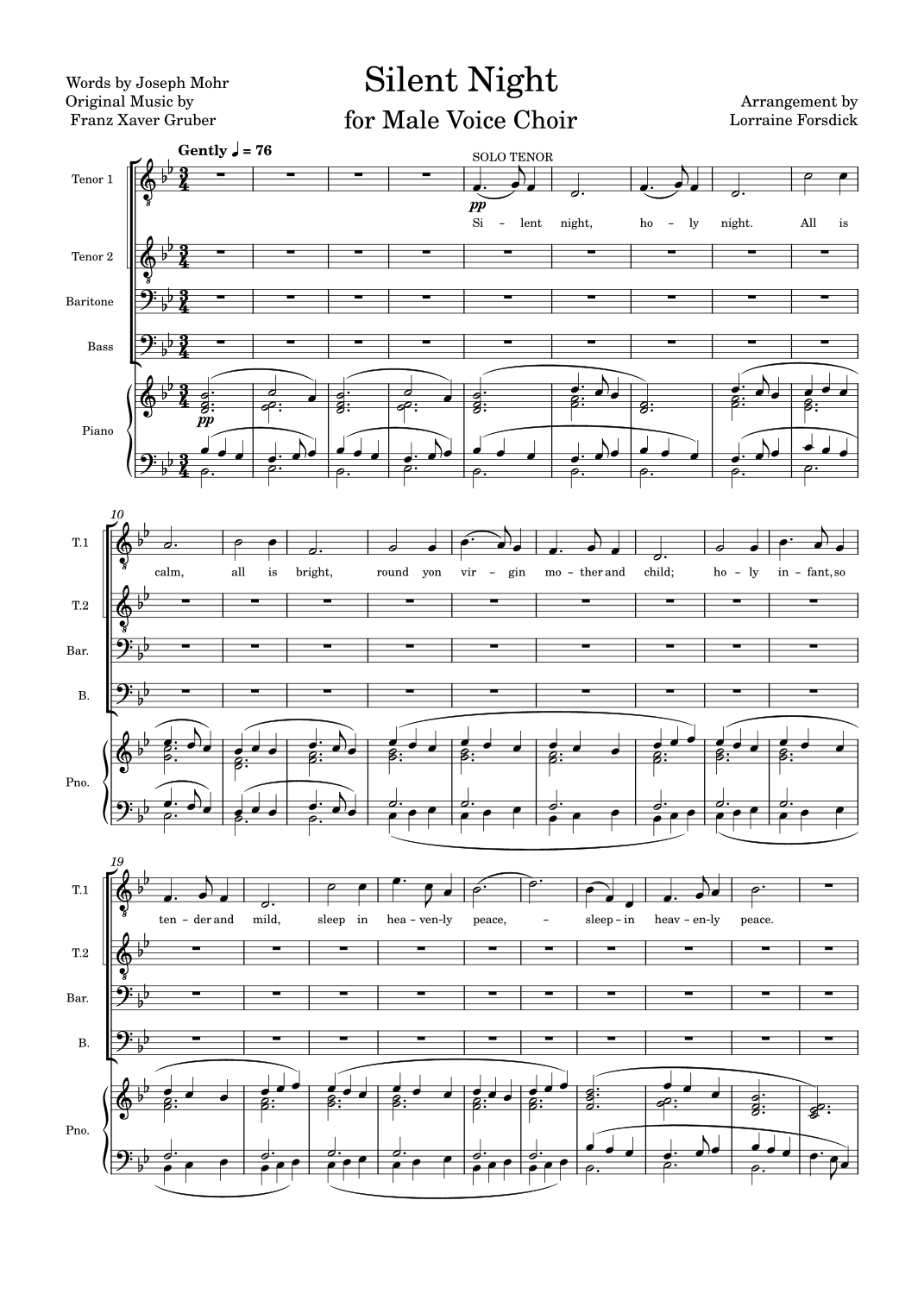 Silent Night for Male Voice choir (arr. Lorraine Forsdick)