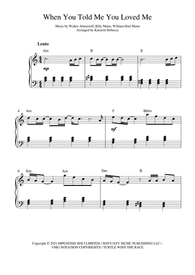 When You Told Me You Loved Me (arr. Kaiserin Rebecca)