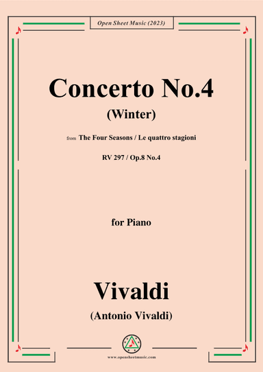 Vivaldi-Violin Concerto in f minor,RV 297,Op.8 No.4,L'inverno(Winter),for Piano (arr. OSM Press)