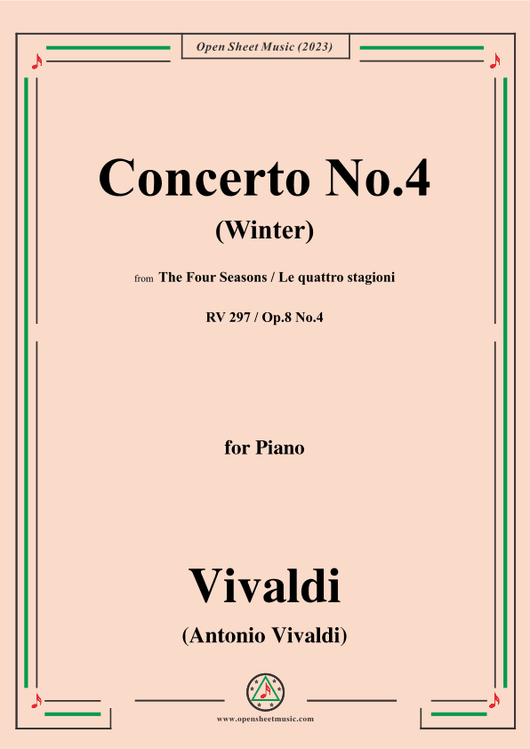 Vivaldi-Violin Concerto in f minor,RV 297,Op.8 No.4,L'inverno(Winter),for Piano (arr. OSM Press)
