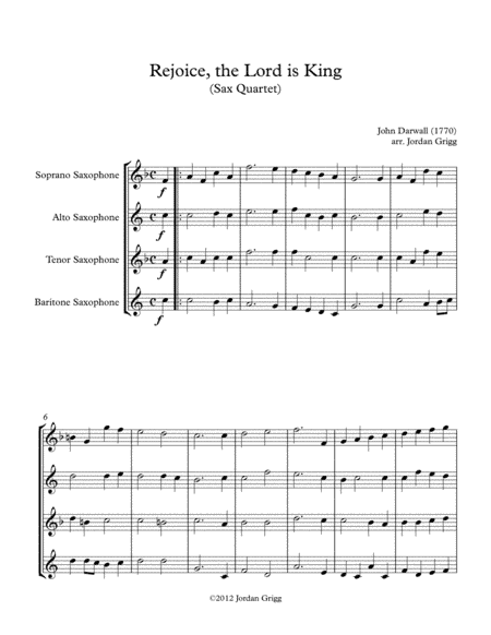 Rejoice, the Lord is King (Sax Quartet) (arr. Jordan Grigg)
