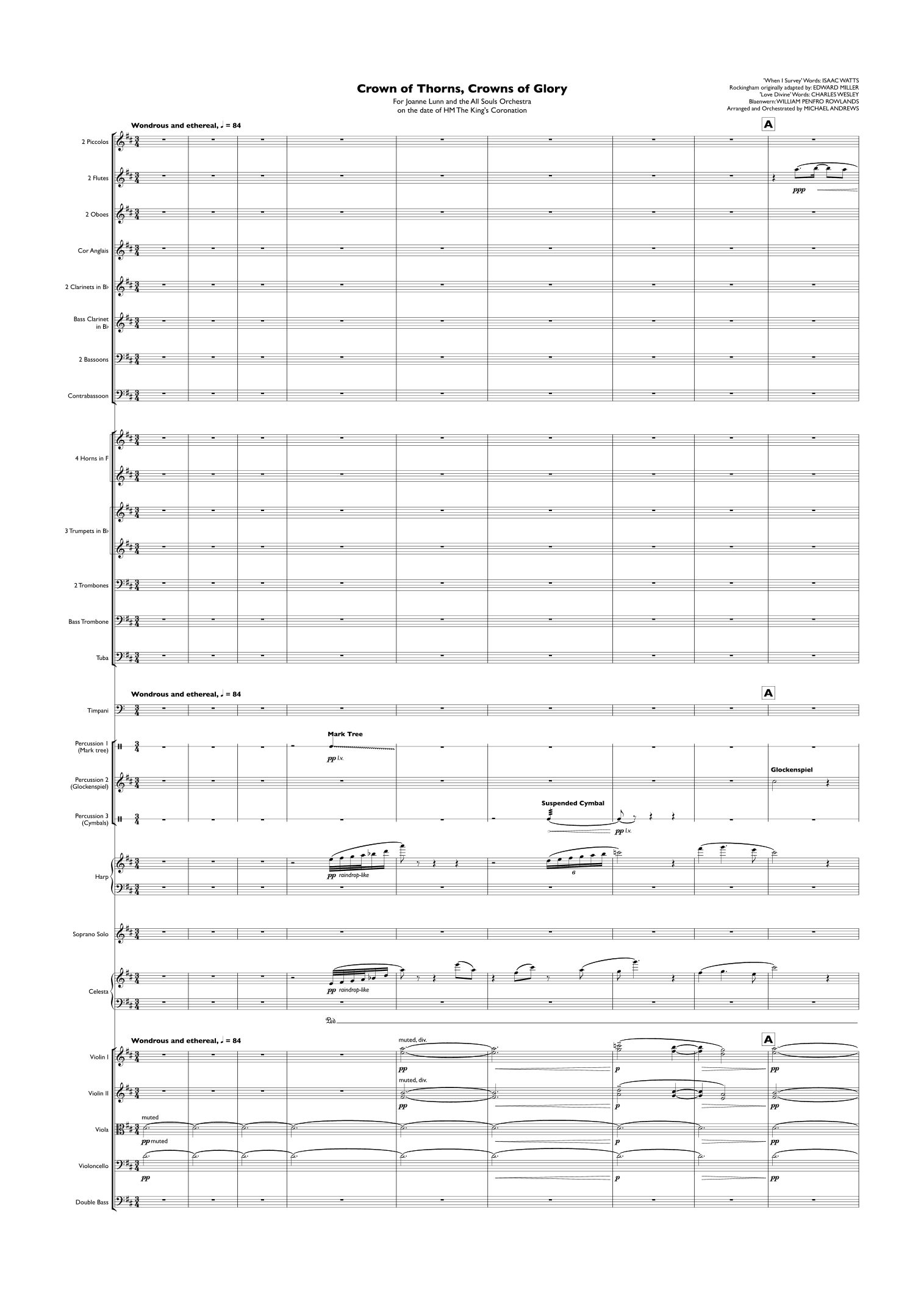 Crown of Thorns, Crowns of Glory (When I Survey the Wondrous Cross) for Soprano Solo and Orchestra (arr. Michael Thomas Andrews)