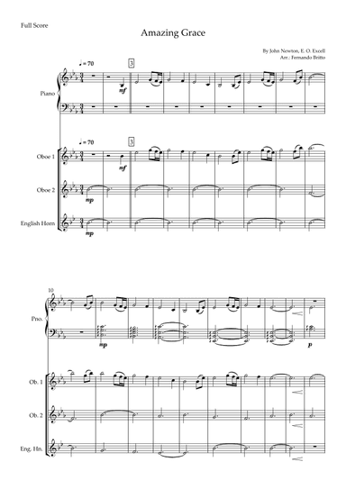 Amazing Grace for Woodwind Trio and Piano Accompaniment with Chords (arr. Fernando Britto)