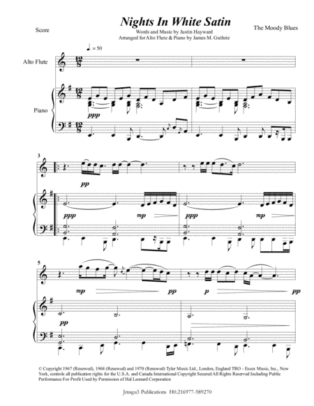 Nights In White Satin (arr. James M. Guthrie, ASCAP)