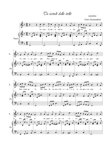 Tu scendi dalle stelle. Voce e piano (arr. Ester Alessandrini)