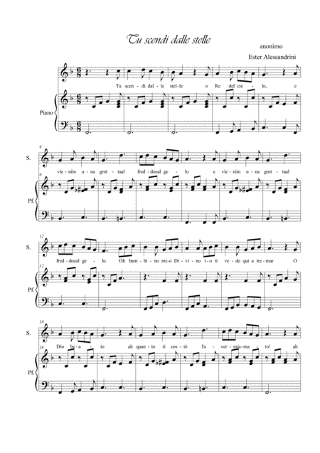 Tu scendi dalle stelle. Voce e piano (arr. Ester Alessandrini)
