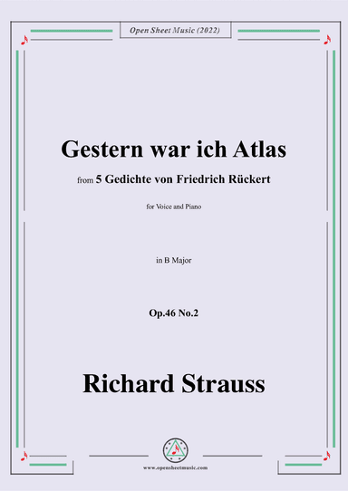 Richard Strauss-Gestern war ich Atlas,in B Major,Op.46 No.2 (arr. OSM Press)