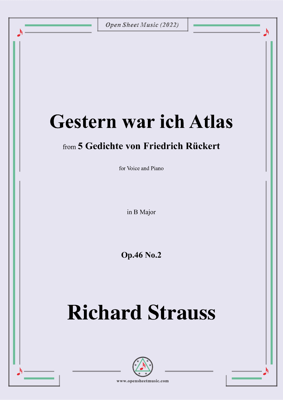 Richard Strauss-Gestern war ich Atlas,in B Major,Op.46 No.2 (arr. OSM Press)
