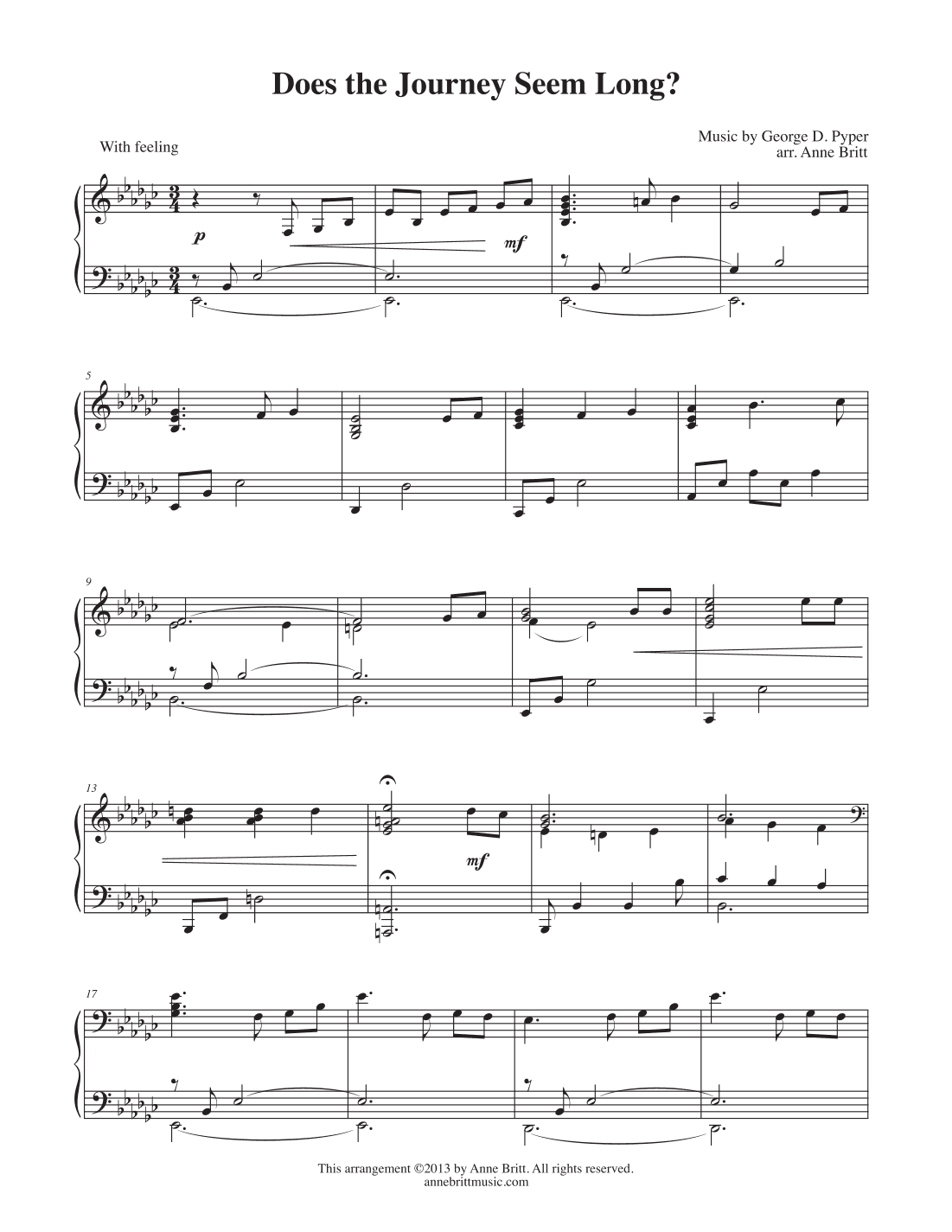 Does the Journey Seem Long? (intermediate) (arr. Anne Britt)