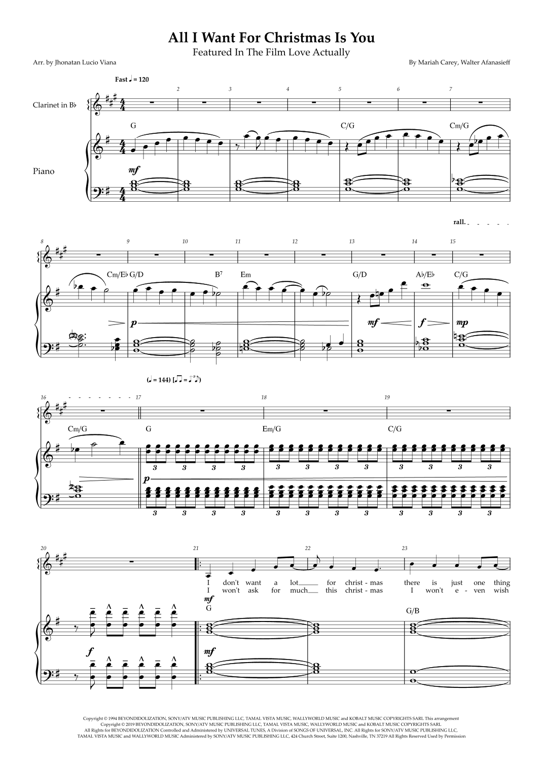 All I Want For Christmas Is You (arr. Jhonatan Lucio Viana)