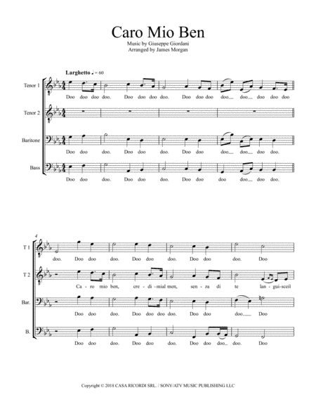 Caro Mio Ben (arr. Arranged by James Morgan)