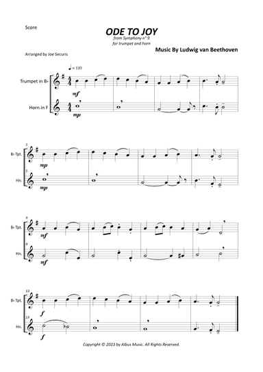 Ode To Joy (arr. Joe Securis)