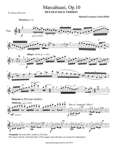 Marcahuasi, Op.10 for solo flute (Piccolo version)