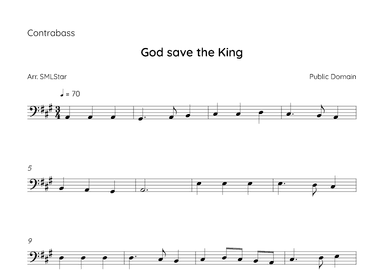 How to make God Save the King on Bass Strings  - God save the King Bass sheet music (arr. SMLStar)