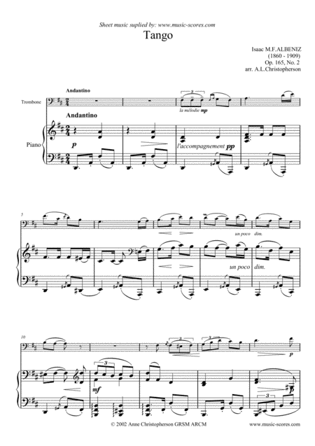 Tango - Trombone and Piano (arr. Anne L Christopherson GRSM ARCM)
