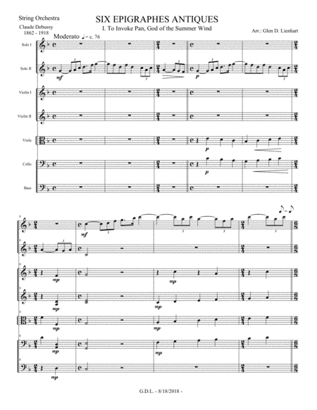 Six Epigraphes Antiques (arr. Glen D. Lienhart)