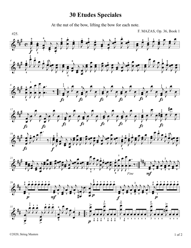 Mazas 75 Melodious & Progressive Studies Op 36, Book 1, No.25 (arr. String Masters)