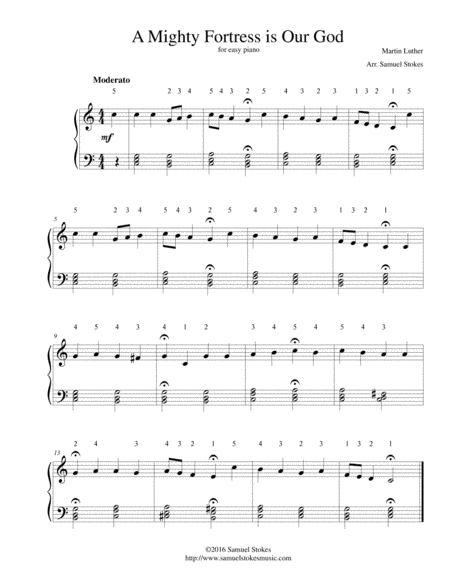 A Mighty Fortress is Our God - for easy piano (arr. Samuel Stokes)