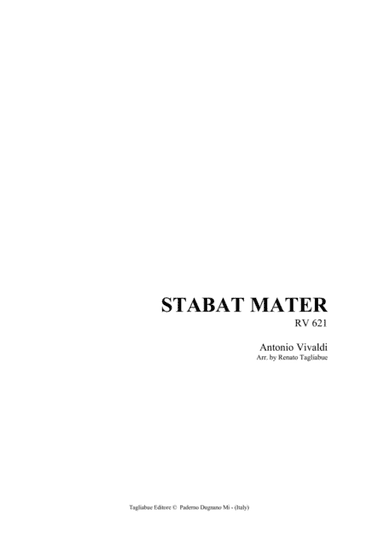 STABAT MATER (1) - (From Stabat Mater- RV 621) - For Solo, 2 Violins and Organ - With parts (arr. Renato Tagliabue)