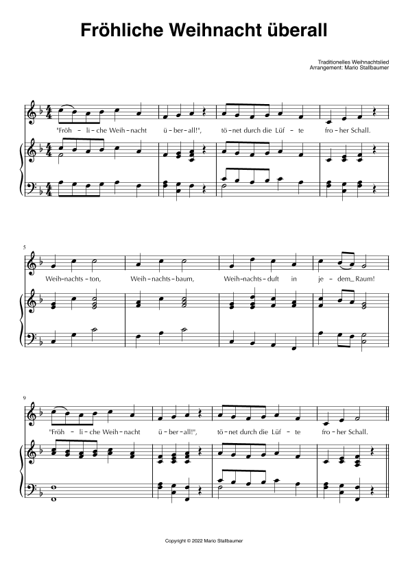 Fröhliche Weihnacht überall (arr. Mario Stallbaumer)