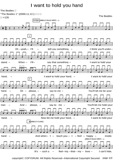 I Want To Hold Your Hand (arr. COPYDRUM)