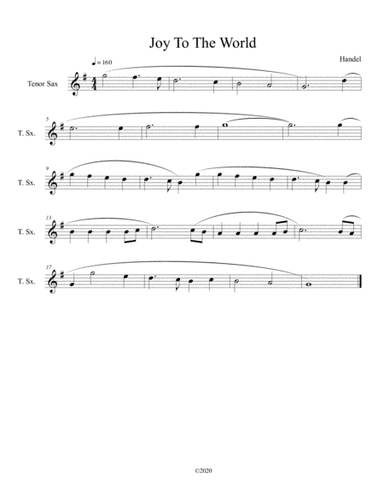 Joy To The World for solo tenor sax (arr. B C Dockery)