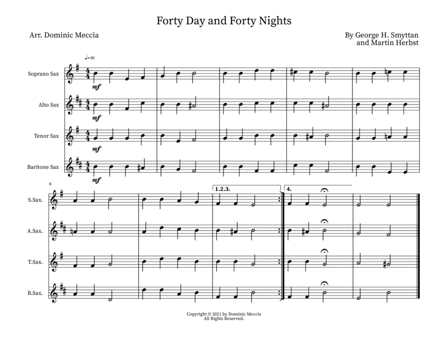 Forty Day and Forty Nights (arr. Dominic Meccia)