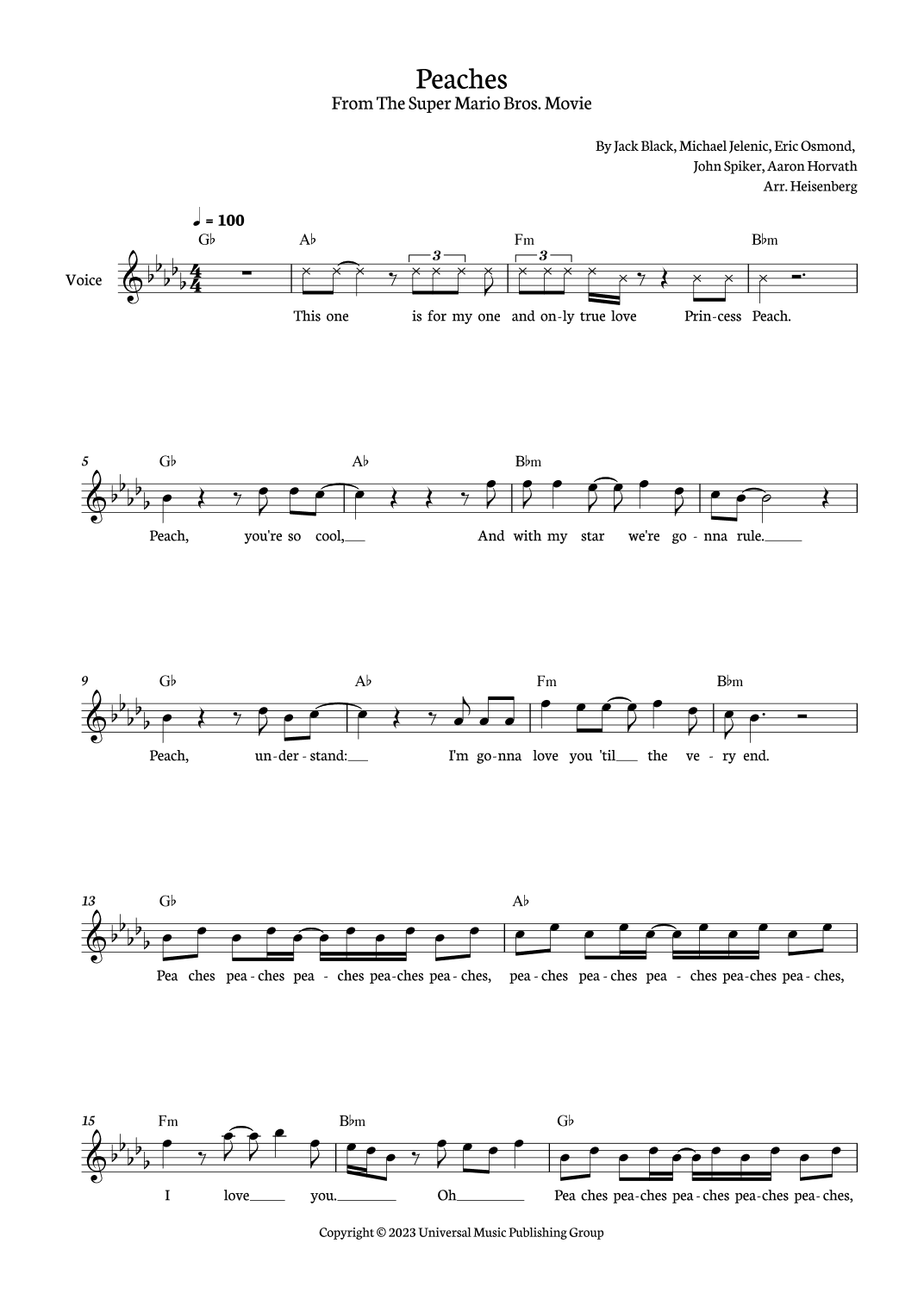 Peaches (arr. Heisenberg)