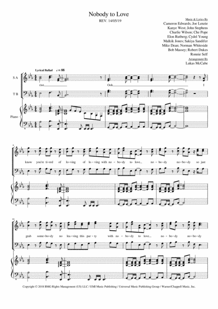 Nobody To Love (bound 2) (arr. Lukas McCabe)