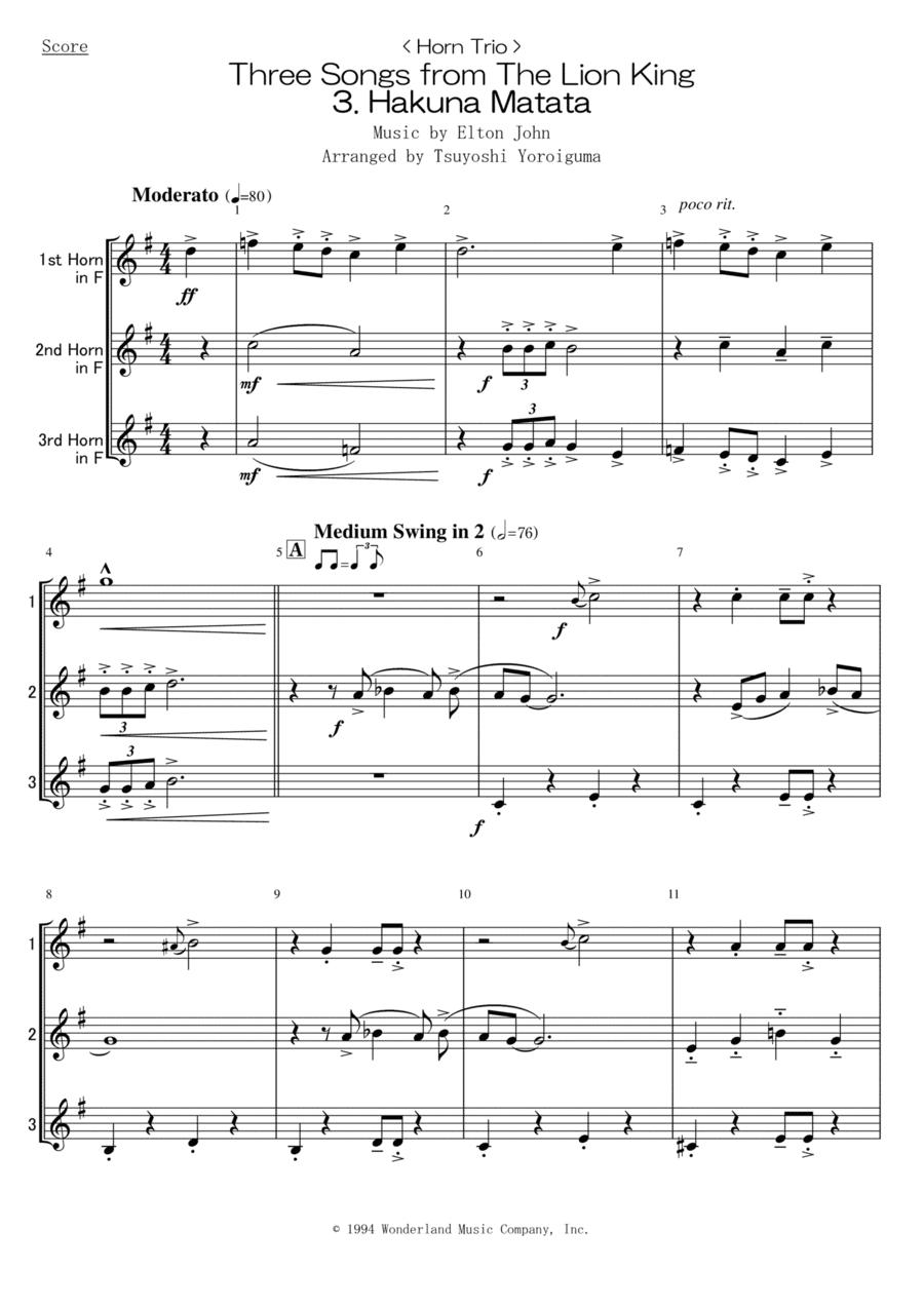 Hakuna Matata (arr. Tsuyoshi Yoroiguma)