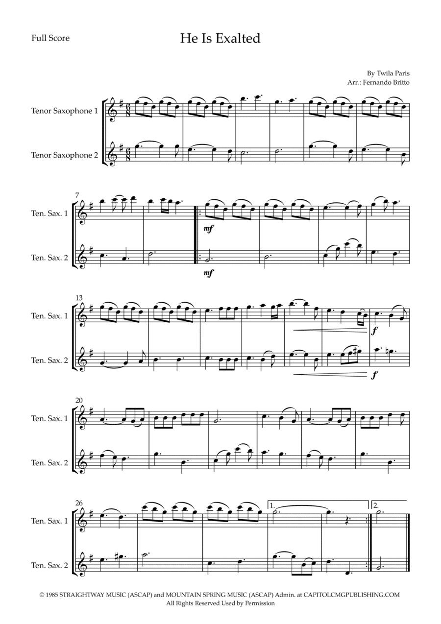 He Is Exalted (arr. Fernando Britto)