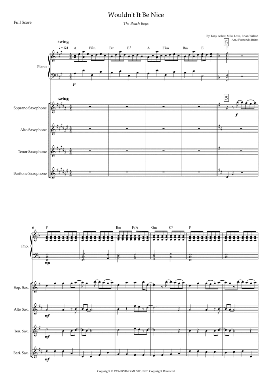 Wouldn't It Be Nice (arr. Fernando Britto)