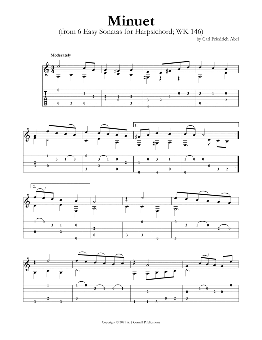 Minuet (from 6 Easy Sonatas for Harpsichord; WK 146) (arr. Mark Phillips)