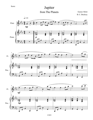 Jupiter from The Planets (Flute Solo with Piano Accompaniment) (arr. B. C. Dockery)