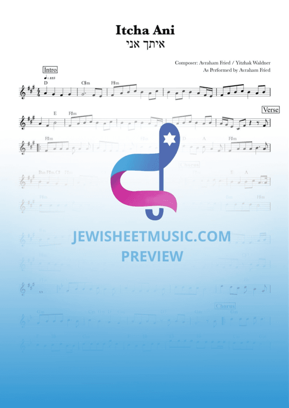Itcha Ani (Am Yisroel) from Avraham Fried. Lead sheet with chords (arr. R. Sloboder)