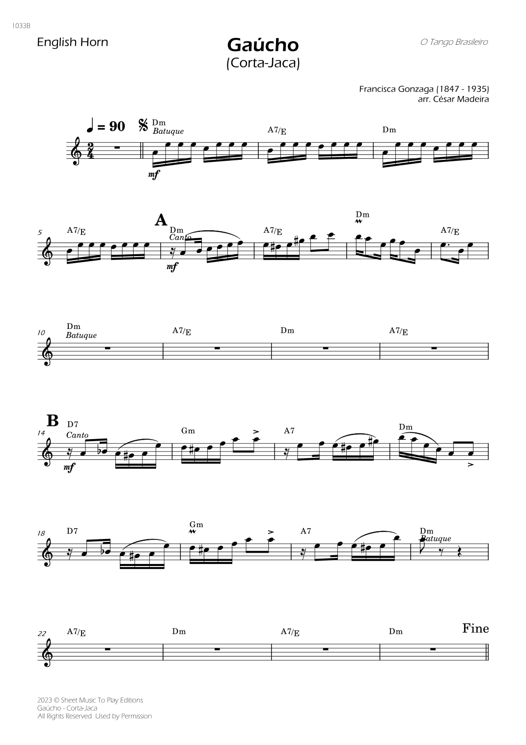 Gaúcho (Corta-Jaca) - English Horn Solo - W/Chords (arr. César Madeira)