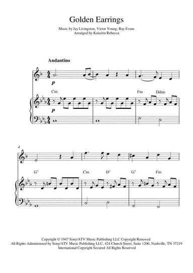 Golden Earrings (arr. Kaiserin Rebecca)