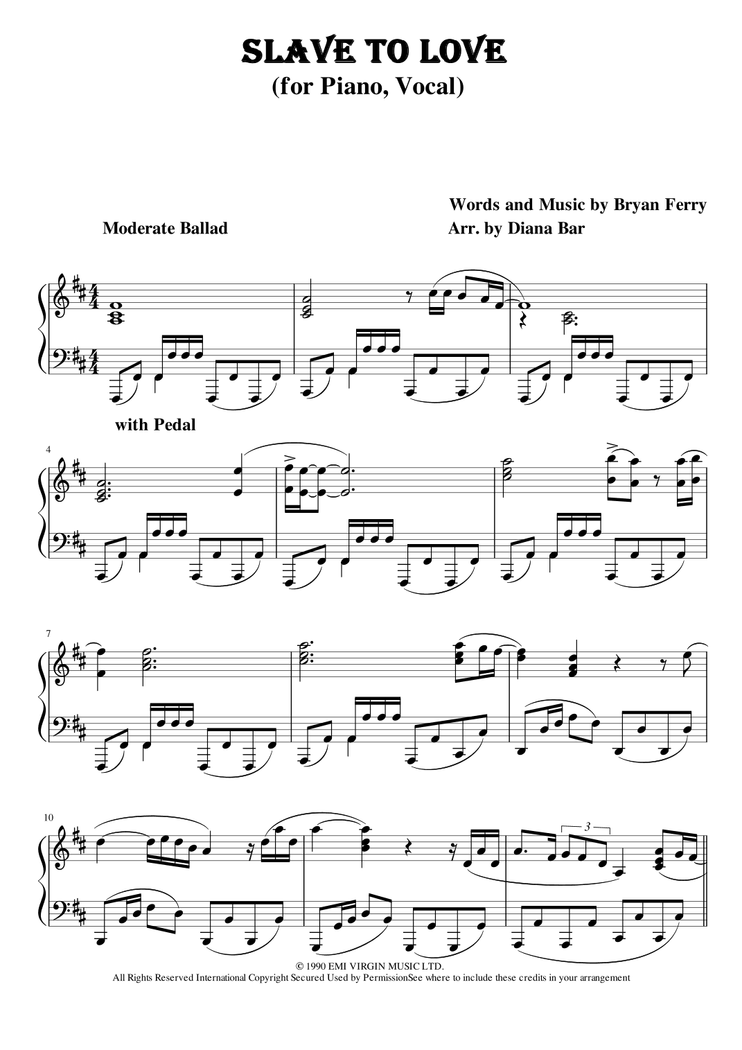 Slave To Love (arr. Diana Bar)