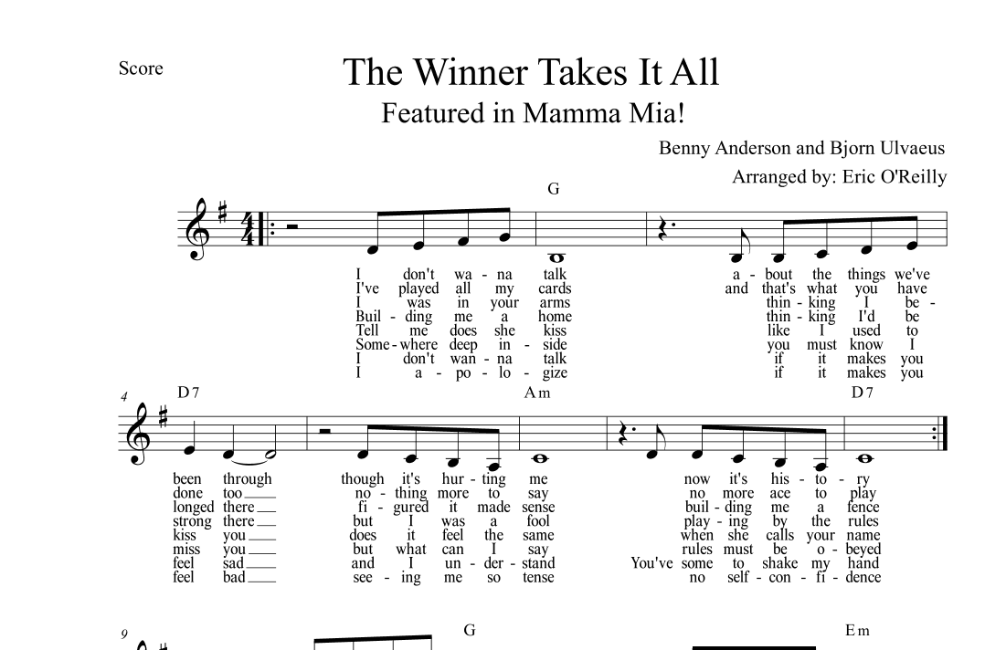 The Winner Takes It All (arr. Eric O'Reilly)