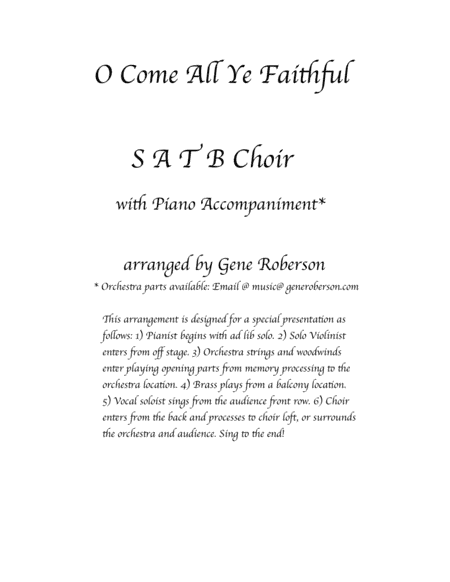 O Come All Ye Faithful SATB Special Presentation (arr. Gene Roberson)