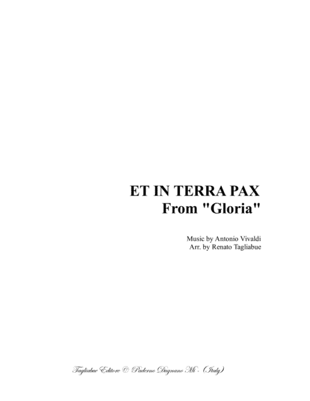 ET IN TERRA PAX - From "Gloria - RV 589 - Vivaldi" - Arr. for SATB Choir and Organ 3 staff (arr. Renato Tagliabue)