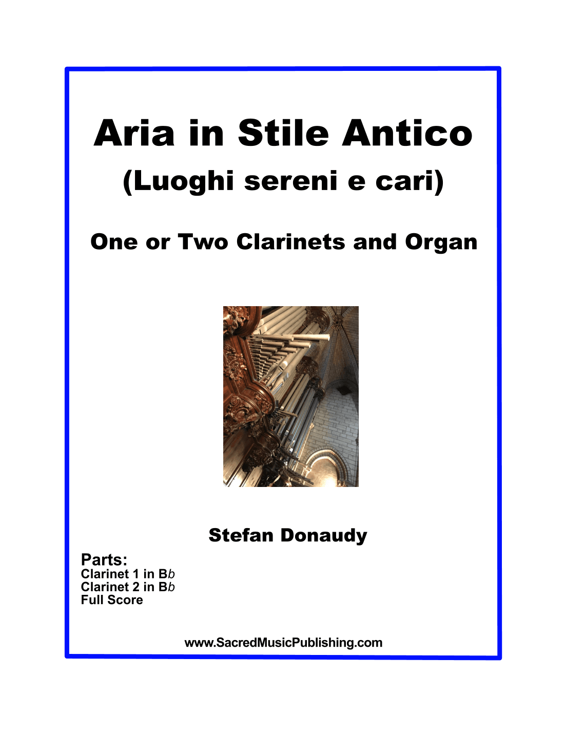 Donaudy Aria in Stile Antico (Luoghi sereni e cari) for One or Two Clarinets and Organ (arr. Christina Harmon)