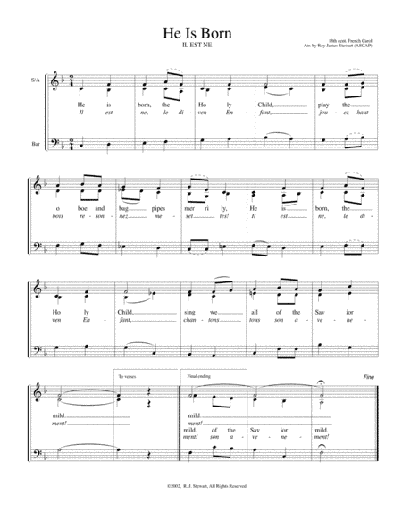 He Is Born (Il est Ne) (arr. Roy James Stewart)