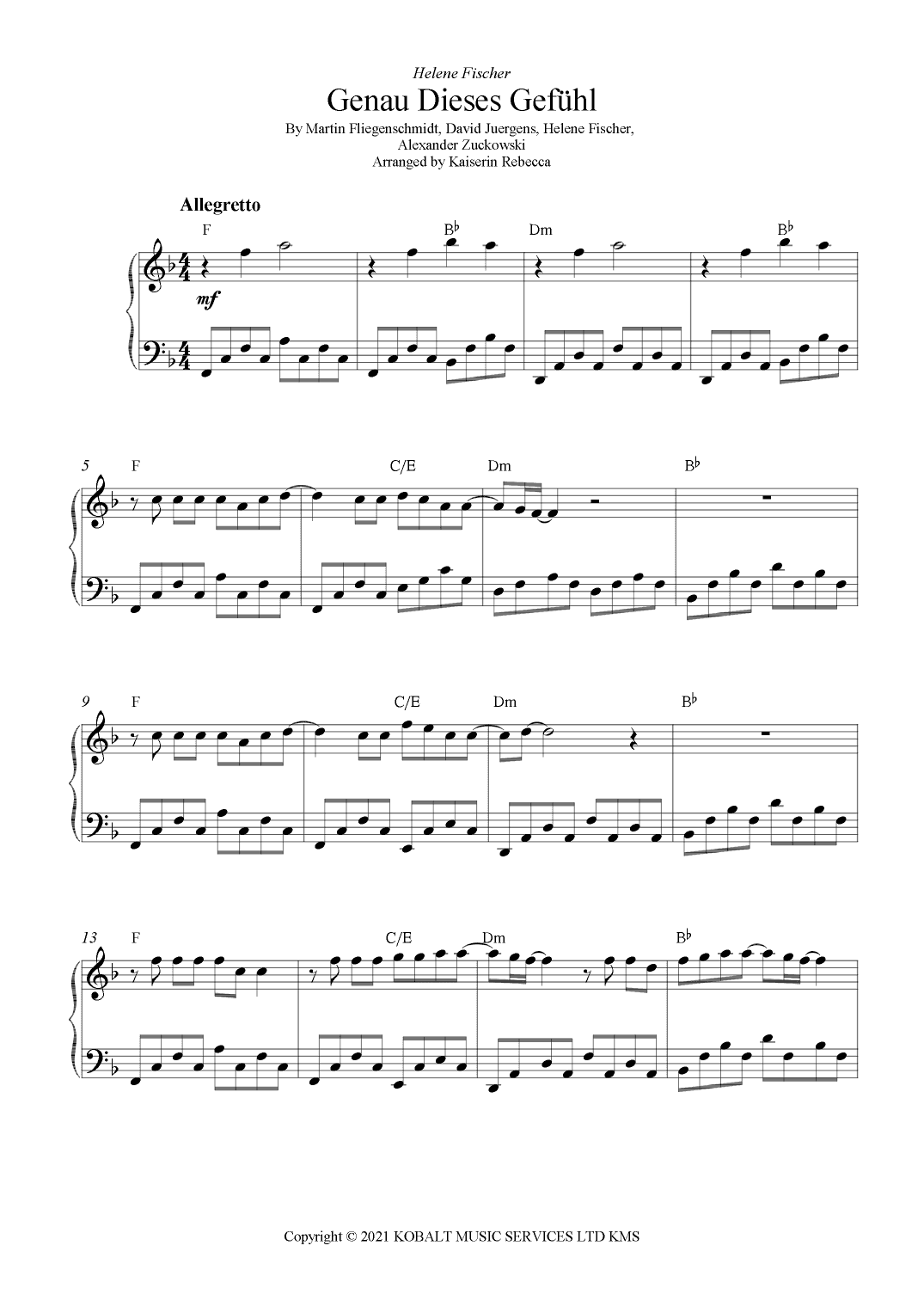 Genau Dieses Gefuhl (arr. Kaiserin Rebecca)