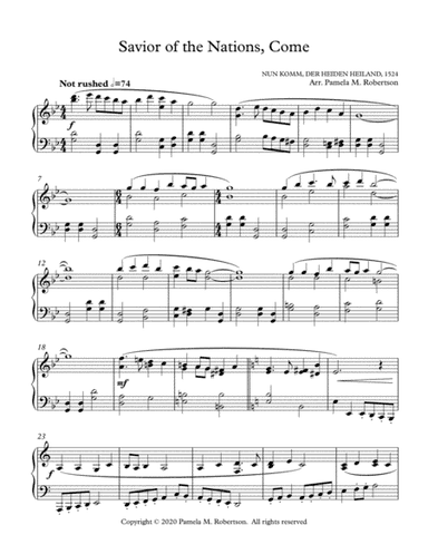Savior of the Nations, Come - Piano Solo (arr. Pamela M. Robertson)