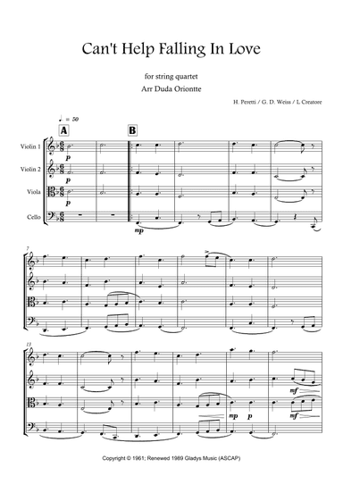 Can't Help Falling In Love (arr. Duda Oriontte)
